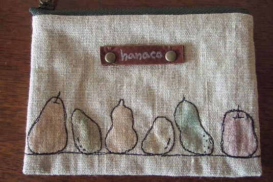 hanacoミシン刺繍のコインケース・果実