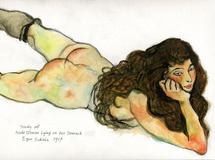 Study of Egon Schiele "Nude Woman Lying on her Stomach,1917"
