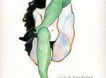 Study of Egon Schiele "Female Nude with Green Stockings,1912"