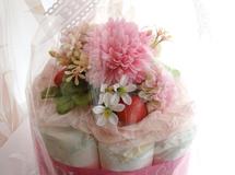 出産祝いに☆おむつケーキ（女の子用１段オムツケーキ）　