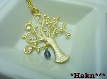 *Hakn***　宝石質アイオライトAAAハートのTreeネックレス