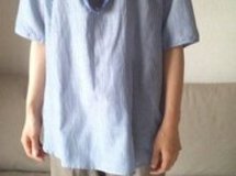 水色ストライプ★シャツブラウス