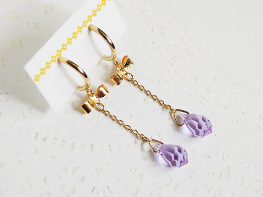 [sold] ゆらゆらしずくのイヤリング(アメジスト)