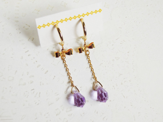 [sold] ゆらゆらしずくのイヤリング(アメジスト)